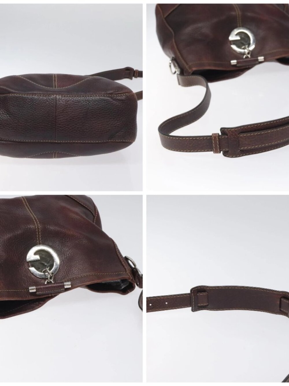 GUCCI Shoulder Bag Leather Brown Silver 247400 - Picture 16 of 16